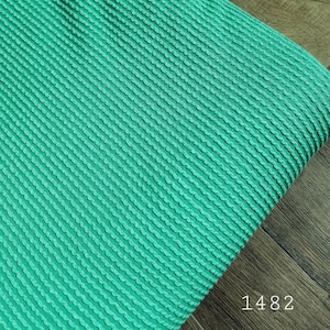 Ribbed jacquard knit, fabric by the yard, rib knit, green variegated stripes #1482