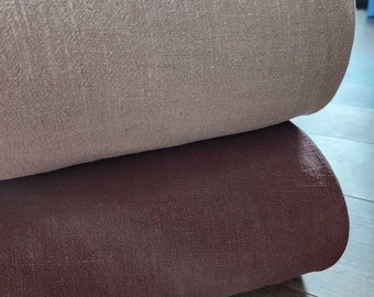 Linen blend fabric by the yard, chocolate #L036, khaki #L037