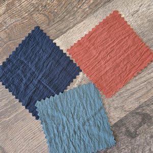 Textured polyester fabric by the yard, solid teal #1913, solid rust #1914, solid navy #1915
