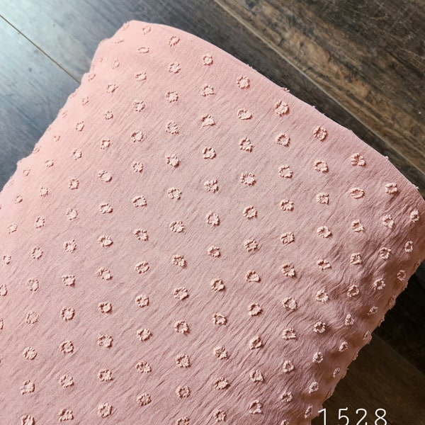 Textured Swiss dot fabric by the yard, poly fabric by the yard, medium dots, rose mauve #1528