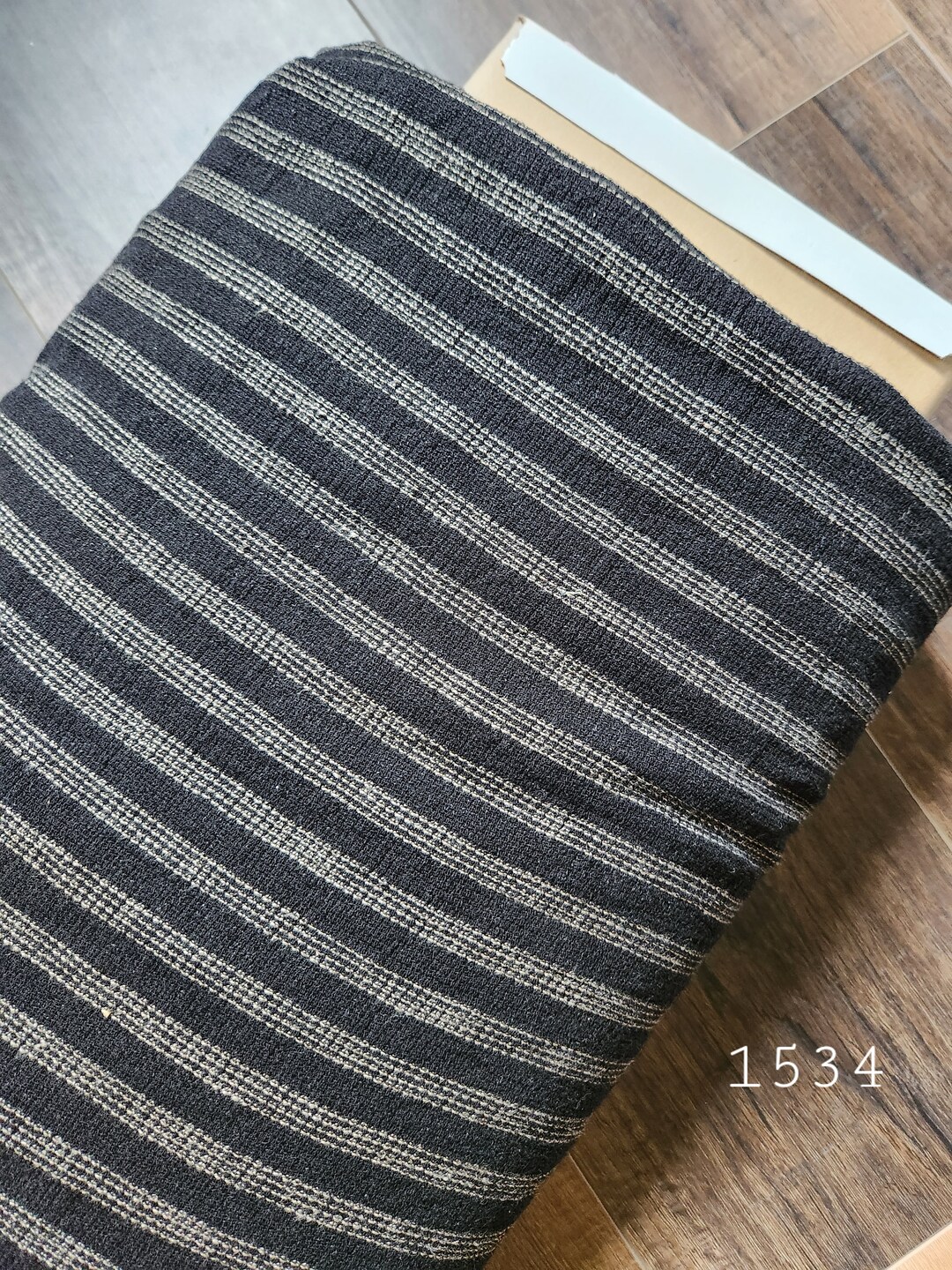 Cotton/poly Blend Fabric by the Yard Black With Stripes 1534 Etsy