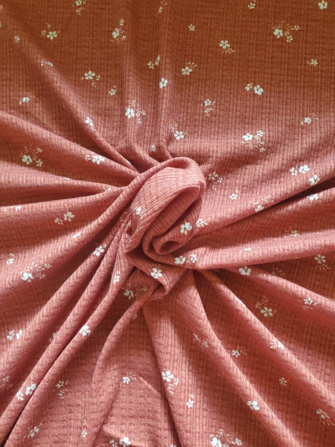 Pointelle knit fabric by the yard rib knit floral rib knit Etsy