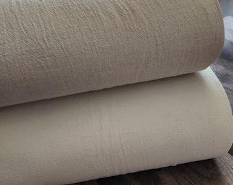 Linen/cotton fabric by the yard, textured solid ivory #L048, textured solid natural #L049