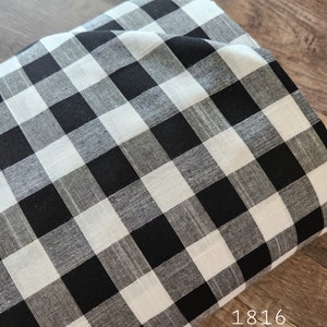 Cotton/poly blend fabric by the yard, black and white gingham #1816