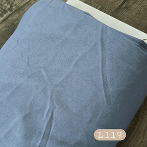 Linen blend fabric by the yard, solid steel blue #L119