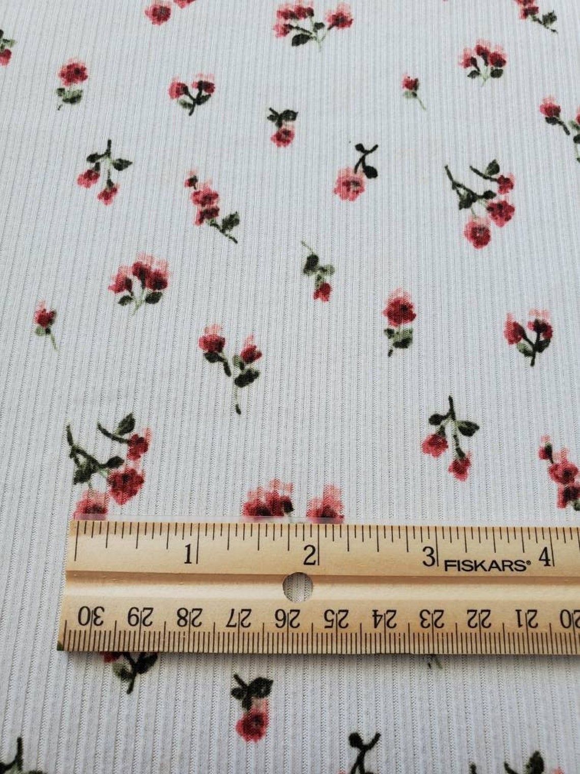 Ribbed Knit Fabric by the Yard Floral Rib Knit Ivory With Etsy