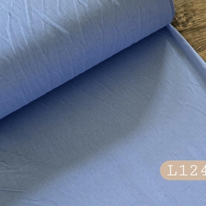 Linen blend fabric by the yard, solid summer sky blue #L124
