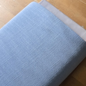 Linen blend fabric by the yard, medium sky blue #L093