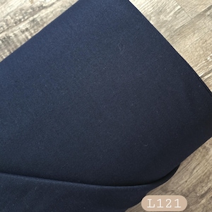 Linen blend fabric by the yard, solid dark navy #L121