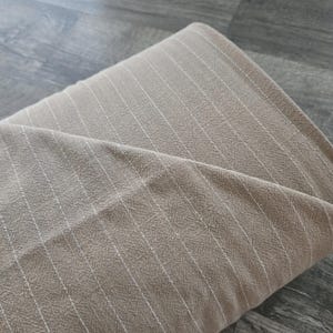 Linen blend fabric by the yard, mocha with thin stripe #L098