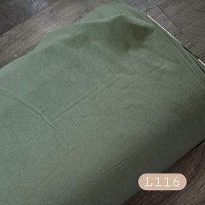 Linen blend fabric by the yard, solid medium olive green #L116