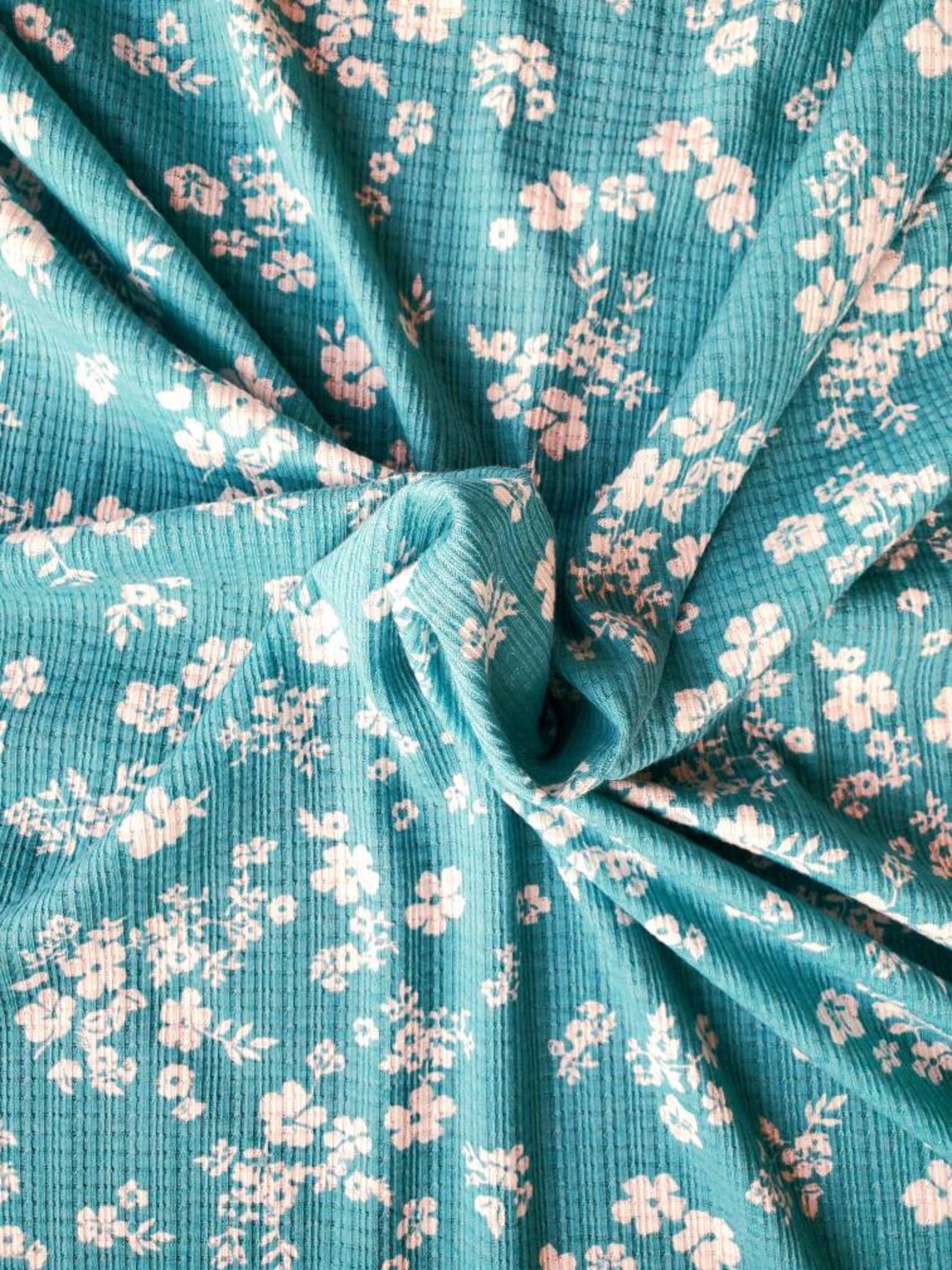 Pointelle Rib knit fabric by the yard Pointelle knit floral Etsy