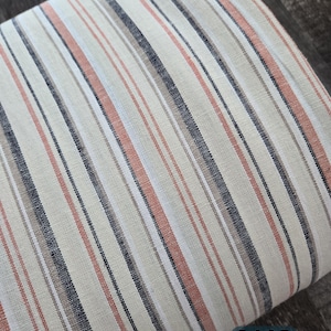 Linen blend fabric by the yard, tan with stripes #L097