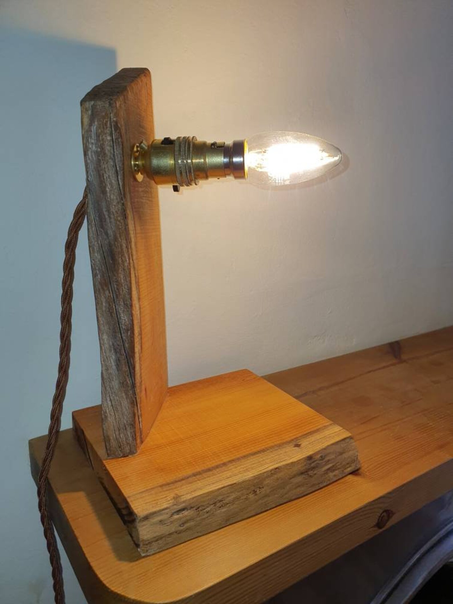 Unique yew wood table lamp. Naturally finished in beeswax and Etsy