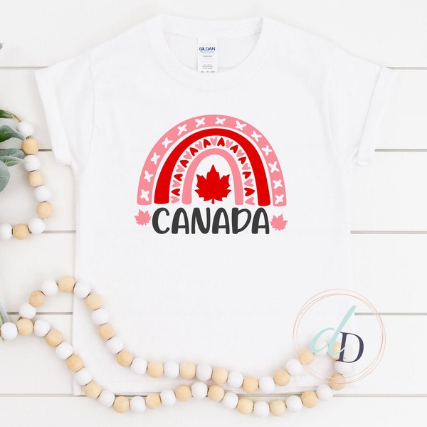 Chemise de la fête du Canada, t-shirt Rainbow Canada, chemise pour enfants, T-shirt de la fête du Canada pour enfants, chemise de la fête du Canada pour filles, chemise canadienne pour garçons, feuille d’érable