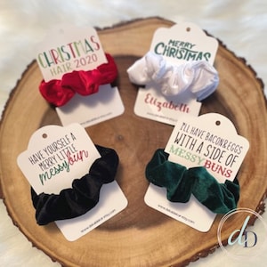 Świąteczna gumka do włosów, Scrunchie Card, wypełniacz skarpet dla kobiet, nastolatek, prezent dla nauczyciela, zabawny prezent świąteczny, spersonalizowany prezent, świąteczne piżamy