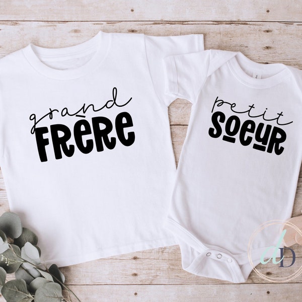 Grand Frère shirt, petit soeur onesie®, French Sibling Shirts, Family Matching sibling shirts, Pregnancy announcement t-shirts