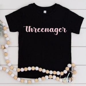 Threenager | 3nd Birthday shirt | Third Birthday shirt pink glitter | Three Year Old | Toddler girl Birthday | 3 year old birthday shirt