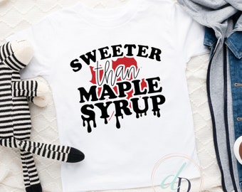 Chemise de la fête du Canada plus sucrée que le sirop d’érable, t-shirt du Canada, chemise pour enfants, t-shirt de la fête des Enfants du Canada, chemise canadienne garçons, feuille d’érable