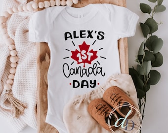 My first Canada Day Onesie®, Custom Canadian Baby Onesie®, Baby's First Canada Day, Personalized Canada Day Onesie®, Maple Leaf Onesie®