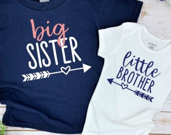 Sibling Matching Shirts | Big Sister | Little Brother | pregnancy reveal shirts | matching shirts | Baby Announcement Shirts | T-shirt