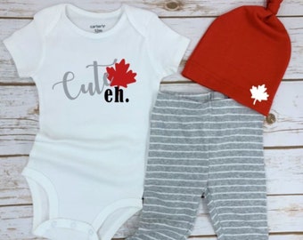 Newborn Canada Day Outfit | Cute eh Onesie® | Gender Neutral outfit | Baby Shower Gift | Newborn gift | Canadian Baby