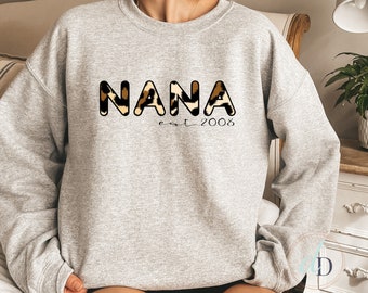 Nana Crewneck sweater | Nana leopard print sweater | Christmas gift for Grandma | Nana sweater | gift for new Grandma | Cozy Winter sweater