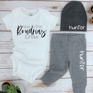 New to the Crew Coming Home Hospital Outfit  | Custom last Name outfit | Baby Shower Gift | Gender Neutral outfit | Christmas Gift