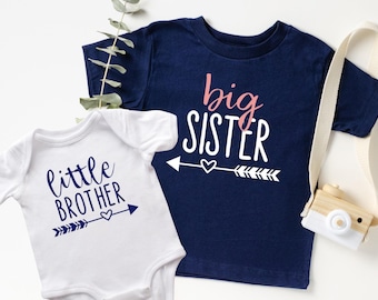 Sibling Matching Shirts | Big Sister | Little Brother | pregnancy reveal shirts | matching shirts | Baby Announcement Shirts | T-shirt