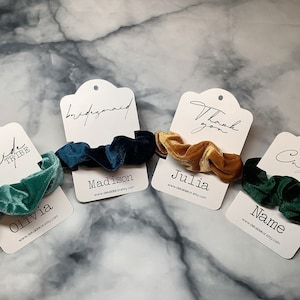 Bridesmaid Scrunchie | Bridesmaid Card | Bridesmaid Gift | Flower Girl Gift | Maid of Honor Scrunchie | Maid of Honor gift | Green Tones