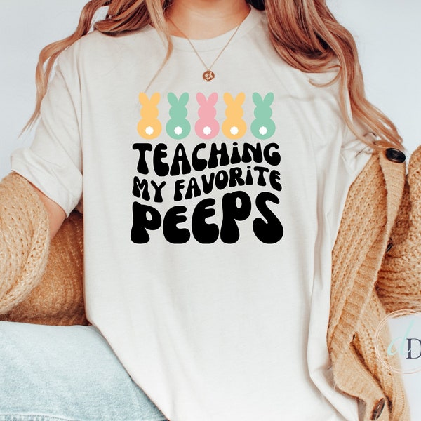 Teaching My Favorite Peeps, Teacher Shirt, Peeps Crewneck, Educator Shirt, Spring Sweatshirt, Teacher gift, retro stijl, favoriete leraar