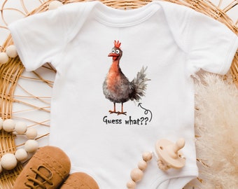 Devinez quoi, Chicken Butt Onesie®, Body rigolo pour bébé, Cadeau pour un nouveau-né, Cadeau de baby shower, À la ferme, Cadeau de Pâques, Cadeau pour une nouvelle maman, Printemps