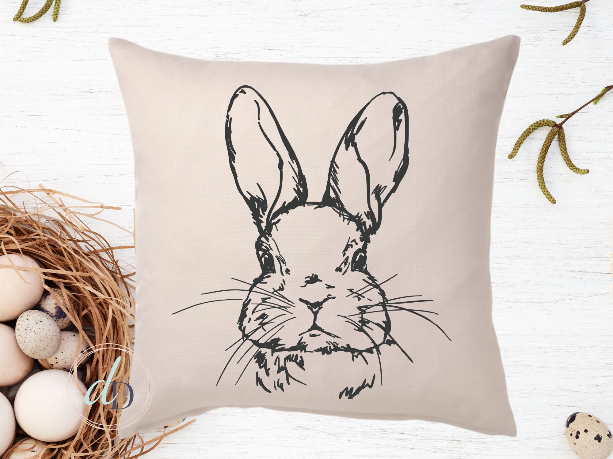 Pâques lapin jeter taie d'oreiller lapin coussin housse canapé