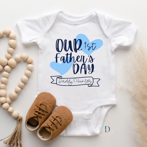 Our First Father's Day Onesie®, Baby Boys Father's Day Onesie®, boys Father's Day bodysuit, Father's Day Onesie® for boys, Baby Father's Day