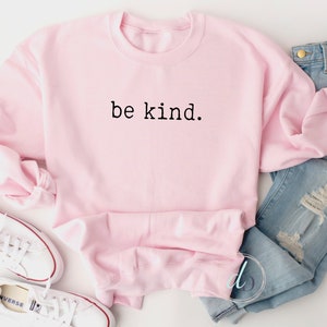 Be Kind, pink shirt day, pink sweatshirt, anti bullying shirt, crewneck, teacher sweater, gift for her, February 23, simplistic, minimalist image 5