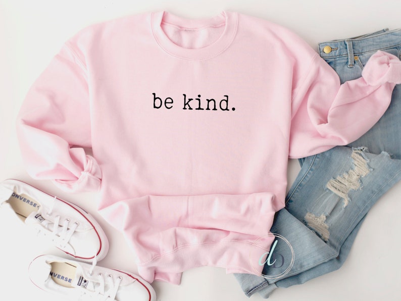 Be Kind, pink shirt day, pink sweatshirt, anti bullying shirt, crewneck, teacher sweater, gift for her, February 23, simplistic, minimalist image 5