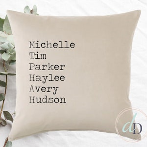 Custom Family Names, Throw Pillow Cover, Personalized Cushion Cover, Christmas gift, Couples Gift, Engagement Gift, gift for mom, home decor