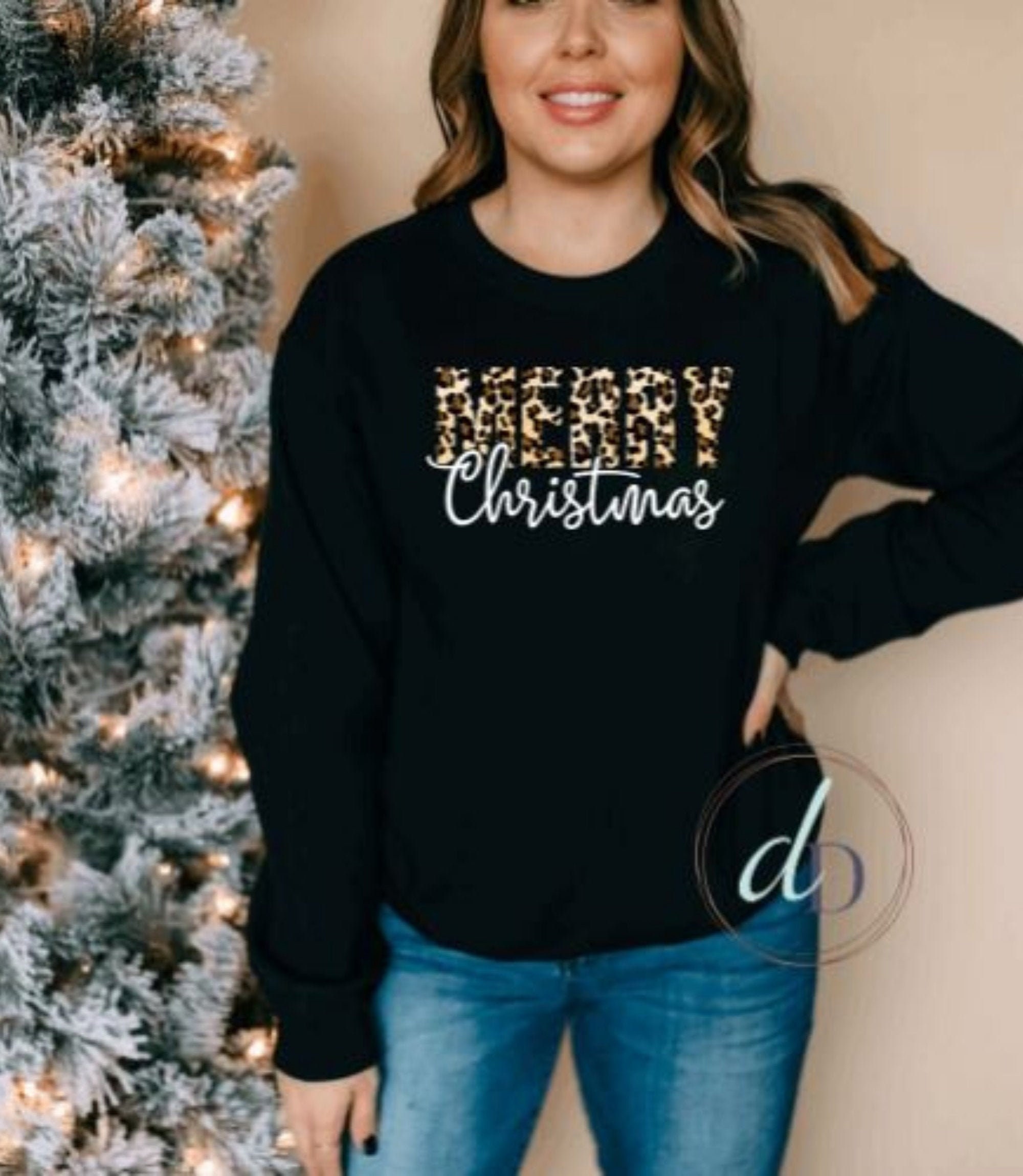 Merry Christmas Sweatshirt Leopard 