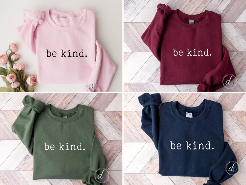 Be Kind, pink shirt day, pink sweatshirt, anti bullying shirt, crewneck, teacher sweater, gift for her, February 23, simplistic, minimalist image 3