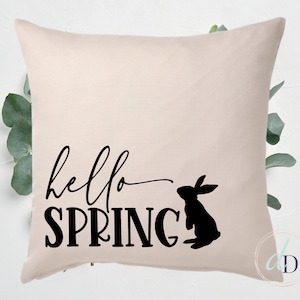 Hello Spring Cushion Cover, Easter Bunny, Spring Bunny, Home Décor, Throw pillow, Spring Cushion Cover, Easter Décor, Decorative Pillow