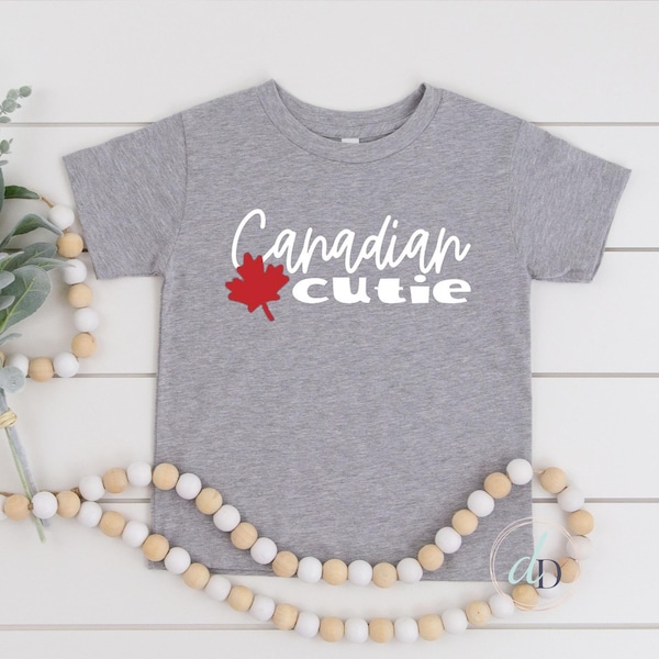 Chemise canadienne cutie pour tout-petits/enfants | T-shirt de la fête du Canada | | chemises de la fête du Canada pour les filles Chemise grise | Feuille d’érable