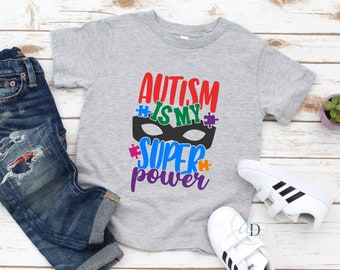 Autism Awareness Children's/Toddler Shirt | Autism is my super power | Autism Shirt | World Autism Day | Puzzle piece shirt