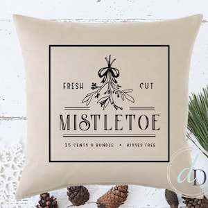 Fresh Cut Mistletoe, Throw Pillow Cover, Winter Decor, Christmas Throw Pillow Case, Christmas decor, Velvet Cushion Cover, Housewarming gift