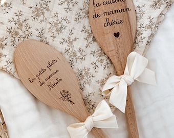 Cuillère de cuisine en bois - à personnaliser - Cadeau - Maman - Mamie - Marraine - Maîtresse - Nounou -