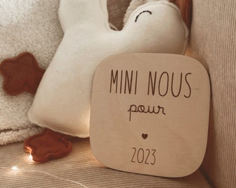 Carte annonce grossesse - Mini nous - à personnaliser - Enceinte - Bébé - Enfant - Naissance - Maternité - Baby shower - Bois