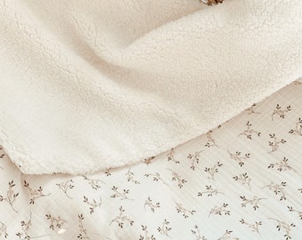 Gasa de algodón y manta moumoute - Ysée - para personalizar - Nombre - Nacimiento - Embarazo - Regalo - Baby shower - Libertad - Flores