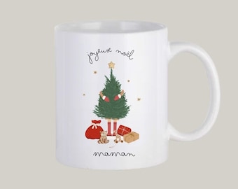 Tasse en céramique - Sapin de Noel - personnaliser - Prénom - Maman - Papa - Mamie - Papy - Maîtresse - Nounou - Enfant - Cadeau