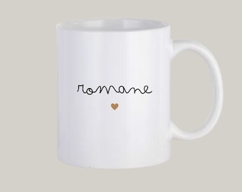 Tasse en céramique - personnaliser - Prénom - Maman - Papa - Mamie - Papy - Maîtresse - Marraine - Nounou - Parrain - Enfant - Cadeau - Noel