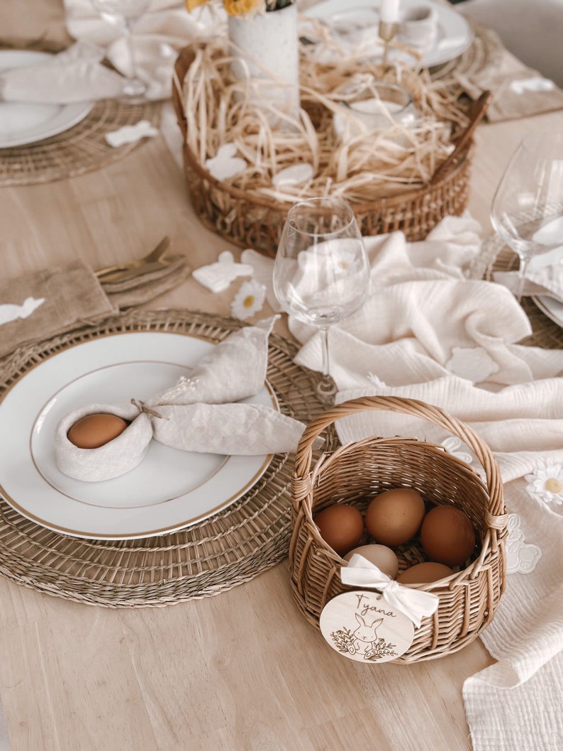 Panier en osier Paco à personnaliser Pâques Prénom Enfant Bébé Cadeau Bois Chasse aux œufs Cadeau Décoration Jouet image 3