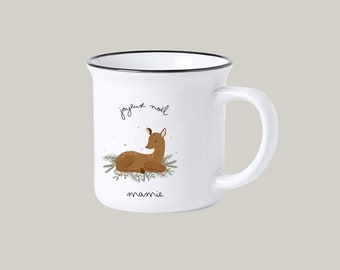 Tasse vintage - Céramique - Bichette de Noël - personnaliser - Maman - Papa - Mamie - Marraine - Nounou - Parrain - Enfant - Cadeau